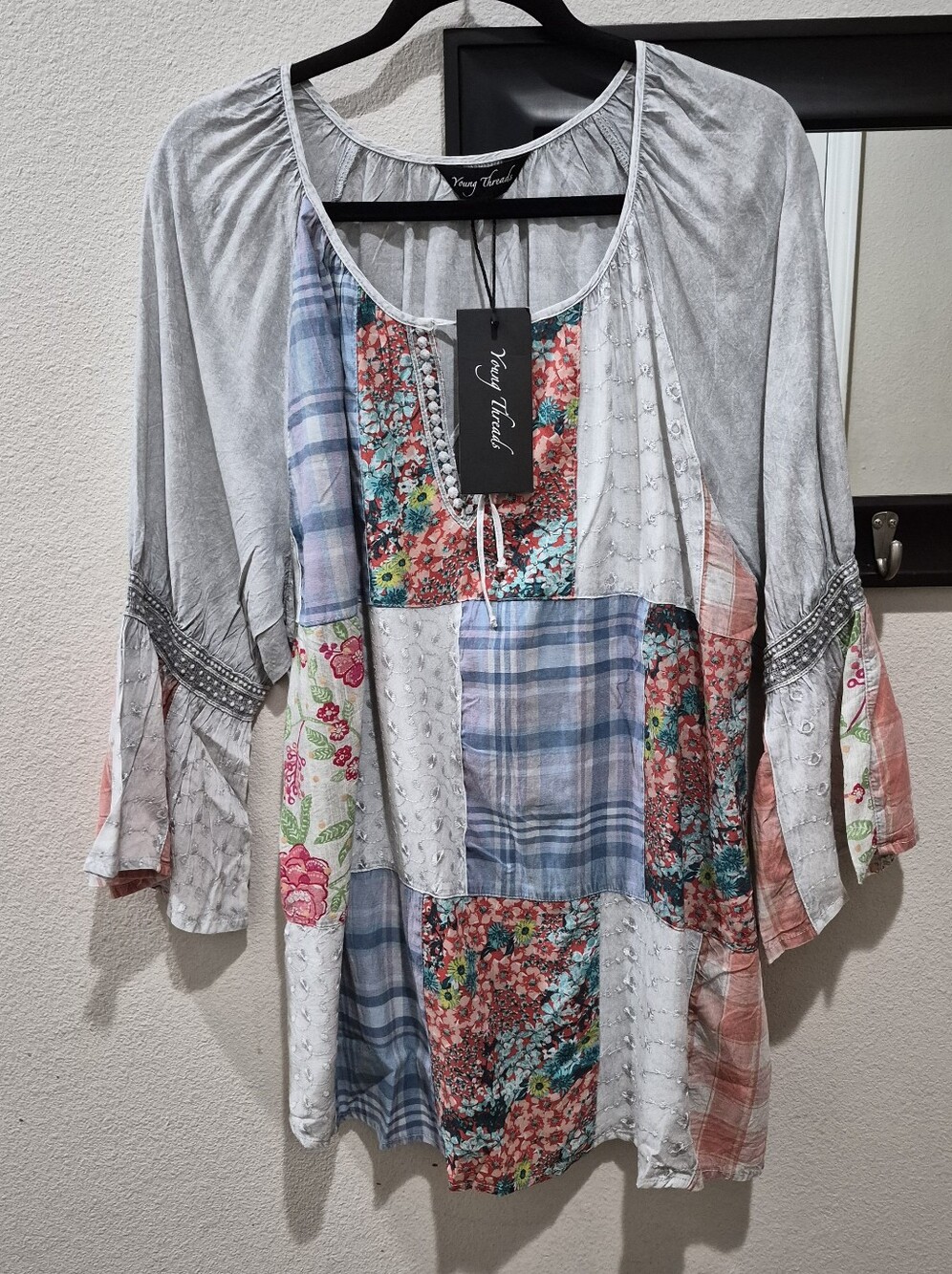 Young Threads Patchwork Boho Tunic Top – XL – NWT